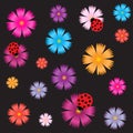 Seamless ladybugs and flowers. Royalty Free Stock Photo