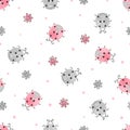 Seamless ladybugs and flowers pattern. Royalty Free Stock Photo