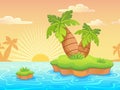 Seamless landscape with cartoon deserted beach and palm trees Royalty Free Stock Photo