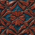 Seamless large floral ceramic tile pattern in brown. Generative AI