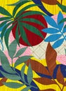 Seamless leaf colorful and sun pattern for fabric and wallpaper modern design decoration.