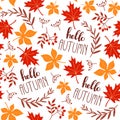 Seamless leaf pattern. Autumn background.