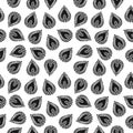 Seamless leaf vector background, simple black and white stripes vector pattern Royalty Free Stock Photo
