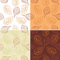 Seamless leafy background. Four patterns