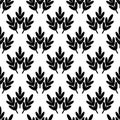 Seamless Leafy Black Repeated Pattern ON White Background Vector Illustration