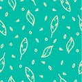 Seamless leaves pattern on blue background