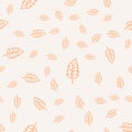 Seamless leaves pattern. Stylized leaf decirative design background. Seamless leaf design