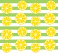 Seamless lemon pattern with green stripes