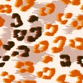 Seamless leopard cheetah animal skin pattern. Orange Sugar Pink Design for women textile fabric printing.