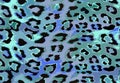 Seamless leopard cheetah animal skin pattern. Ornamental Green Blue Design for women textile fabric printing. Royalty Free Stock Photo