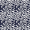 Seamless leopard cheetah animal skin texture pattern vector. Ornamental navy blue white design for women textile Royalty Free Stock Photo