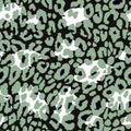 Seamless leopard cheetah texture animal skin pattern vector. Green design for textile fabric printing. Suitable for fashion use Royalty Free Stock Photo