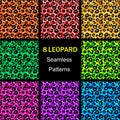 Seamless leopard patterns collection, colorful endless backgrounds. animal print. illustration