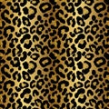 Seamless leopard print pattern with black spots on a metallic Royalty Free Stock Photo