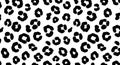 Seamless leopard print pattern black and white animal skin background design Royalty Free Stock Photo