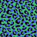 Seamless leopard vector pattern, animal tile blue and green print Royalty Free Stock Photo