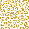 Seamless leopard vector pattern design animal yellow and gold tile print on white background Royalty Free Stock Photo