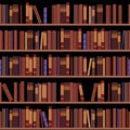 Seamless library shelves with old books