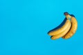 Seamless light blue background with ripe yellow bananas pattern and hard dark shadows. New color trend 2021. Minimal scene concept Royalty Free Stock Photo