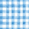 Soft seamless gingham pattern in light blue watercolor style with a hand painted texture, perfect for textiles and backgrounds. Royalty Free Stock Photo