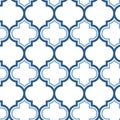 Vector moroccan repeat seamless pattern. Light blue on white background.