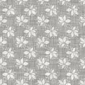 Seamless light grey woven floral linen texture background. Flax hemp fiber natural pattern. Organic fibre close up weave