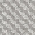 Seamless light grey woven linen texture background. Paisley leaf hemp fiber natural pattern. Organic fibre close up