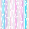 Seamless light holographic hearts pattern