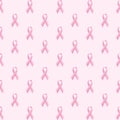 Seamless light pink awareness ribbon pattern, vector illustration Royalty Free Stock Photo