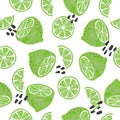 Seamless lime pattern. Vector citrus fruit background Royalty Free Stock Photo