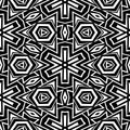 Seamless line art patterns. Monochromatic geometric background. Endless repeating kaleidoscopic texture