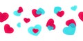 Seamless line of hearts for packaging, edging, framing and cornering. Royalty Free Stock Photo