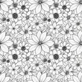 Seamless line pattern with flowers