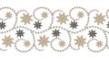 Seamless line pattern fom beads and snowflakes for Christmas dec