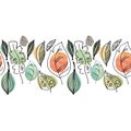 Seamless linear pattern with abstract leaves ornament linewatercolor and graphics drawn with hands