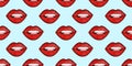 SEAMLESS LIP PATTERN. Pop Art Pattern. America Of The 60s. Bright Stylish Ornament With Lips. Vector Design For Printing On Fabric