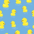 Seamless little yellow ducks pattern. Baby print