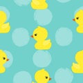 Seamless little yellow ducks toy pattern.