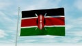 Seamless loop animation of the Kenya flag on a blue sky background. 3D Illustration Royalty Free Stock Photo