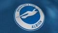 Seamless loop wavy motion of a blue football club flag with a white seagull. Motion. The emblem of the Brighton and Hove Royalty Free Stock Photo