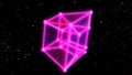 4 Dimensional Hypercube Tesseract Rotating in Outer Space and Stars - 4K Seamless Loop Motion Background Animation