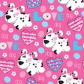 Seamless love dog pattern vector illustration Royalty Free Stock Photo