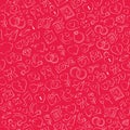 Seamless love pattern vector illustration - freehand drawing on lovely red background. Repeatable love vector background Royalty Free Stock Photo
