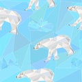 Seamless low poly pattern with polar bears Royalty Free Stock Photo