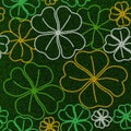 Seamless lucky shamrock embroidery pattern