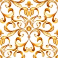 Seamless luxury baroque pattern with golden scrolls