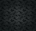 Seamless luxury charcoal round foliage wallpaper