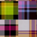 Seamless madras patchwork plaid cotton pattern. Tileable quilting fabric effect linen check background.
