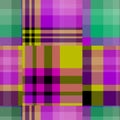 Seamless madras patchwork plaid cotton pattern. Tileable quilting fabric effect linen check background.