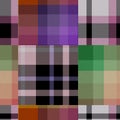 Seamless madras patchwork plaid cotton pattern. Tileable quilting fabric effect linen check background.